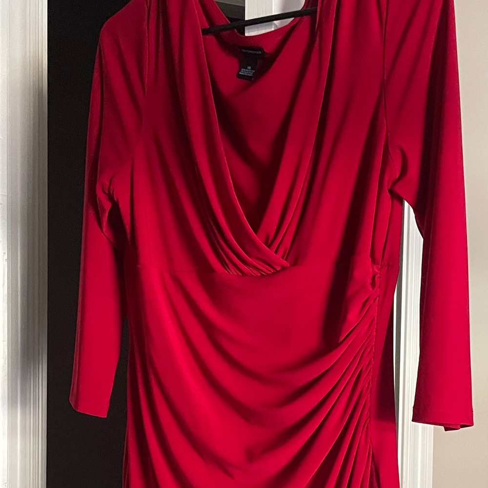 Vintage New Direction red dress. Worn 2x’s.size 14 tummy flattering faux wrap.